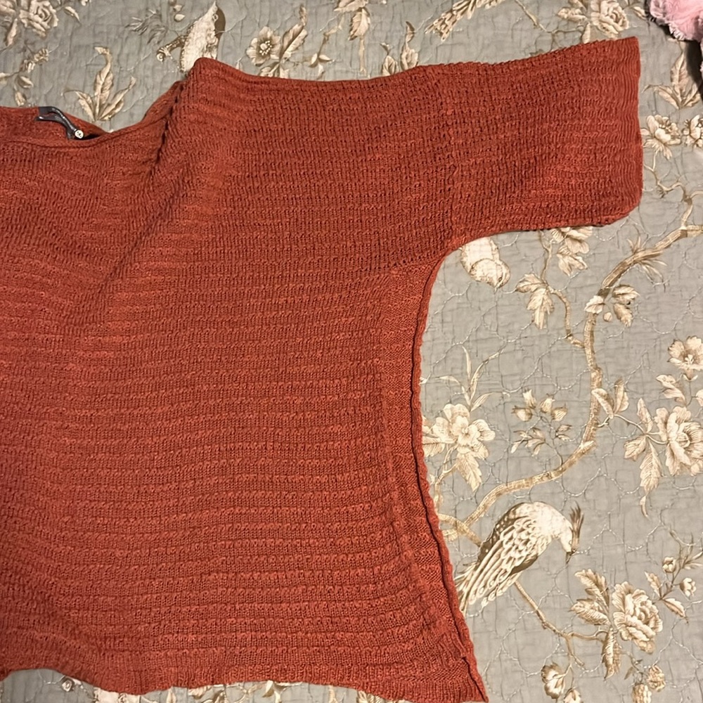 Anthropologie Orange / Dark Coral Knit Short Sweater - Med / Large - Picture 5 of 7